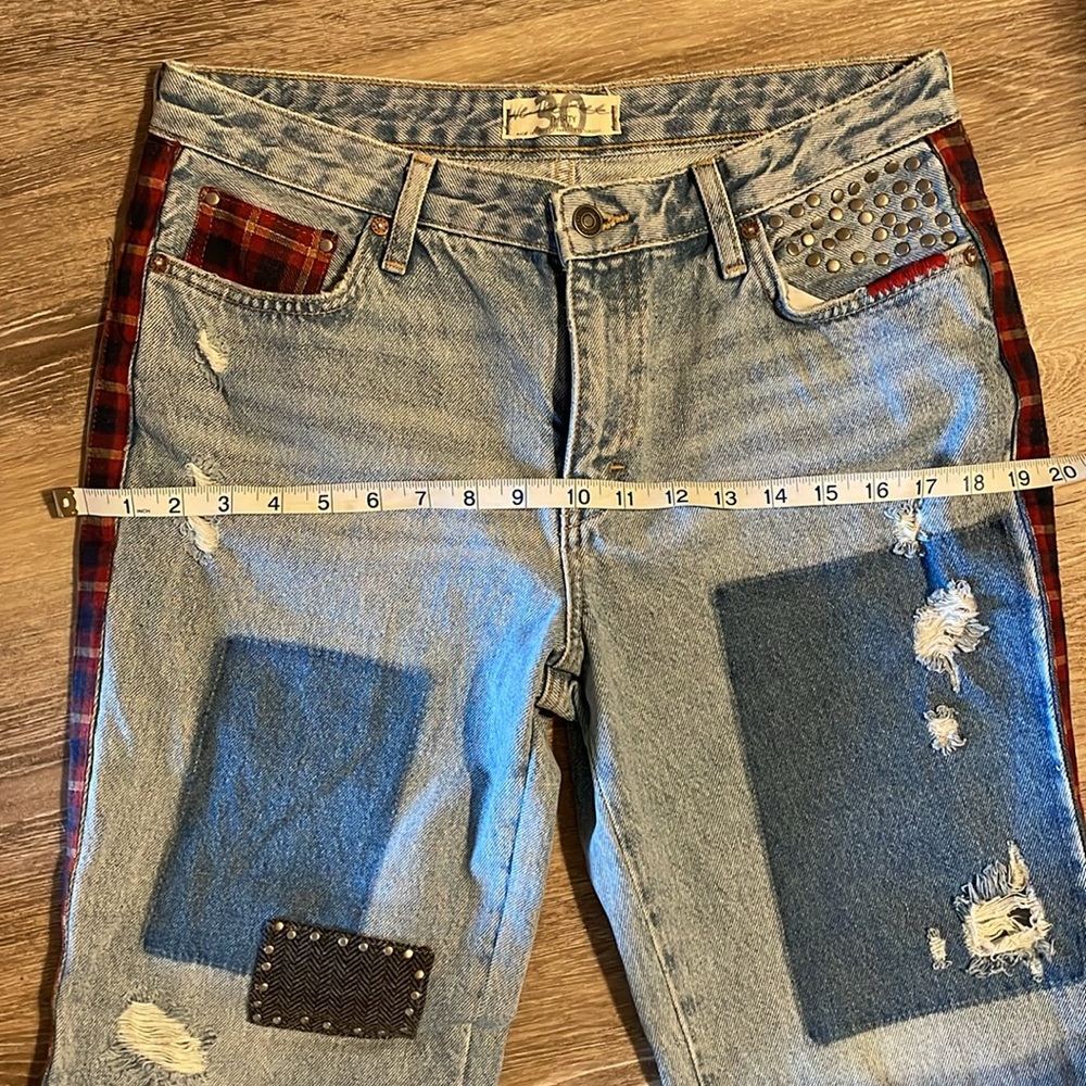 Free People We The Free Mixed Plaid Slim Flare - Picture 9 of 13